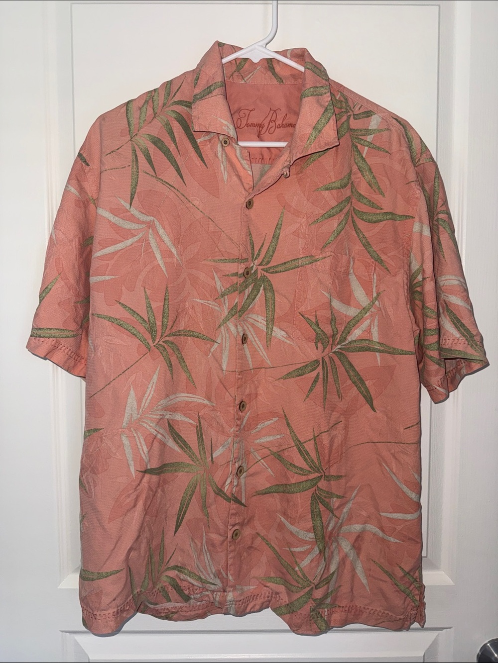 Tommy Bahama Pink Palm-Print Short-Sleeve Button-Down Shirt